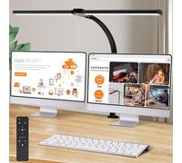 LOTTBUTY Lampara Escritorio LED de Doble Cabeza,24W 80CM lampara Led Escritorio de Regulable,5 Temperaturas Color 5 Niveles Brillo,Protección Ocular Luz Monitor con pinza para Oficina,Estudio,Diseño