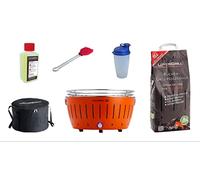 LotusGrill XL Starter Juego de 1 x lotusgrill XL Color Naranja 1 x haya Carbón vegetal 1 kg, 1 x quemar 200 ml, 1 x Marini Pincel, 1 x Dressing Coctelera, 1 x bolsa