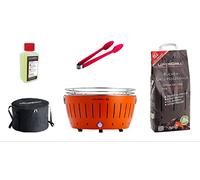 LotusGrill XL Starter Juego de 1 x lotusgrill XL Color Naranja 1 x haya Carbón vegetal 1 kg, 1x quemar 200ml, 1x salchichas Alicate, 1x bols