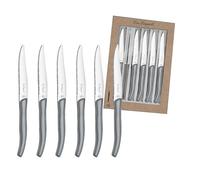 Lou Laguiole 2271GYMB02K35 Sky - Estuche de 6 cuchillos de carne (acero inoxidable/mango de color gris, 27,5 x 20 x 3 cm)
