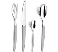 Lou Laguiole Chorro Cubiertos de Mesa/Estuche para 6 Personas, Inoxidable, Acero Arenado, 24 couverts de Table