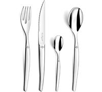 Lou Laguiole Chorro Cubiertos de Mesa/Estuche para 6 Personas, Inoxidable, Acero Espejo, 24 couverts de Table