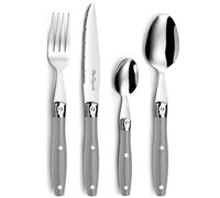 Lou Laguiole mostrador Cubertería de 24 Piezas, Acero Inoxidable, Gris