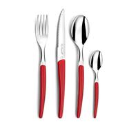 LOU LAGUIOLE Montana Cubertería 24 piezas Acero Inox 6 personas, Rojo | Juego de cubiertos de 24 piezas para 6 personas, acero inoxidable 18/0, acabado de alto brillo, mango ABS de color rojo, apto