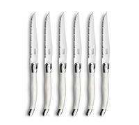 Lou Laguiole Set 6 cuchillos chuleteros Rustic Inox con mango PP 13/0 Blanco brillo