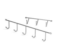 LouMaxx Perchero Pared Cromado Set 2, Acero, 5 y 3 Ganchos, 2 Tamanos