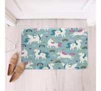 Loussiesd Alfombra de baño de unicornio de dibujos animados, 50 x 80 cm, diseño de unicornio, alfombra de baño, diseño de arcoíris, alfombra de baño de estilo princesa, alfombra de baño multicolor a