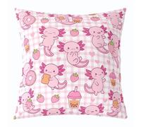 Loussiesd Axolotl - Juego de 1 funda de almohada decorativa de 45 x 45 cm, diseño de salamandra de dibujos animados, Kawaii, océano, SeaLife, para sofá, cama, regalo para niñas y mujeres, funda de