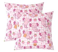 Loussiesd Axolotl - Juego de 2 fundas de almohada decorativas de 50 x 50 cm, diseño de salamandra de dibujos animados, Kawaii, océano, SeaLife, para sofá, cama, regalo para niñas y mujeres, funda de