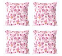 Loussiesd Axolotl - Juego de 4 fundas de almohada decorativas de 45 x 45 cm, diseño de salamandra de dibujos animados, Kawaii, océano, SeaLife, para sofá, cama, regalo para niñas y mujeres, funda de