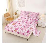 Loussiesd Axolotl - Juego de sábanas de tamaño King, diseño de salamandra de dibujos animados, sábana bajera ajustable de bolsillo profundo, juego de ropa de cama Kawaii Ocean SeaLife, regalo para
