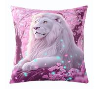 Loussiesd Juego de 1 funda de cojín con diseño de león, 60 x 60 cm, diseño de lunares brillantes, para sofá, decoración de dormitorio de niños y niñas