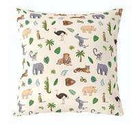 Loussiesd Juego de 1 funda de cojín con diseño de tigre de 40 x 40 cm, funda de cojín de león para sofá, funda de cojín de elefante, animales de la selva, decoración de dormitorio de niños y niñas