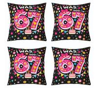 Loussiesd Juego de 4 fundas de almohada decorativas de 67 x 40 cm con texto en inglés "I was 6 Now I'm 7 Birthday", para sofá, cama, decoración del hogar