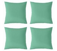 Loussiesd Juego de 4 fundas de cojín cuadradas geométricas de 40 x 40 cm, diseño de rayas verdes, funda de cojín de lujo para sofá, decoración de dormitorio