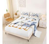 Loussiesd Juego de sábanas de gaviota tamaño King, juego de cama de pájaros, decoración de ancla, sábana bajera ajustable de bolsillo profundo, temática náutica, transpirable, suave, ligera