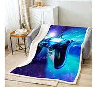 Loussiesd Manta de Felpa Gamer Galaxy Gaming Fleece Throw Manta Azul 30x40 Pulgadas, 100% Poliéster, Reversible, Elegante, Unisex, Niños y Adultos, Para Dormitorio, Sala de Estar, Camping, Regalo