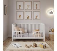 Love For Sleep Cuna Bebé 70x140 cm Convertible en Cama Junior - Cuna Evolutiva Infantil de Madera Blanca con Barandilla de Seguridad