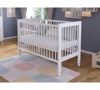 Love For Sleep Cuna Bebe de Madera 120x60 cm Blanco Nova con Lateral Abatible, Barandilla de Seguridad y Ruedas - Cama Evolutiva para Bebé