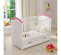 Love For Sleep Cuna Convertible en Cama 120x60 cm Rosa AMIE, de Madera con Barrera y Protectores de Dentición - Cuna-Cama para Bebé