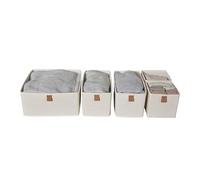 LOVE IT STORE IT - Cesta de almacenamiento de 5 piezas - Organizador de | 5 cajas de tela de lino, plegables y apilables, cajón, armario, 30 x 30, 30 x 15, 15 x 15 cm
