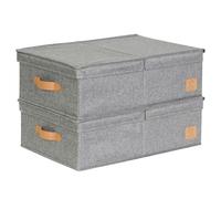 LOVE IT STORE IT Premium 2 cajas de almacenamiento con tapa M - de tela de lino - Juego de 2 cajas medianas - estables - gris - cada una 50 x 33 x 16 cm