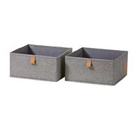 LOVE IT STORE IT Premium Cajas de almacenamiento de tela, 2 piezas, organizador de armario de lino, paredes reforzadas, juego con dos cajas grandes, gris, 30 x 30 x 15 cm