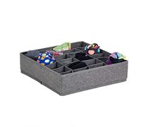 Love IT STORE IT Premium - Organizador de cajones para Armario con 24 Compartimentos, de Lino, Reforzado con cartón, Gris, 30 x 30 x 8 cm