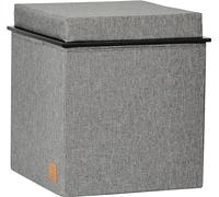 LOVE IT STORE IT Premium - Taburete 3 en 1 con espacio de almacenamiento, taburete, mesa auxiliar, bandeja y caja de almacenamiento, reforzado con madera, cómodo y estable, color gris, 37 x 37 x 40 cm