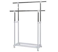 LOVE !T STORE !T 670124 Perchero sobre Ruedas, Metal Plástico, Cromo/Blanco, 90-134x44x95-169 cm