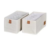 LOVE !T STORE !T 679615 Organizador de Cajones de 2 Piezas, Sistema de Organización para El Armario de Tela, Juego de 2 Unidades con 6 Compartimentos Cada Uno, Beige, 30cm x 15cm x 15cm