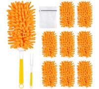 LOVECO 8 plumeros lavables compatibles con Swiffer con imán de polvo, superabsorbente, reutilizables 360° para Swiffer Duster (8 paños + 1 mango)