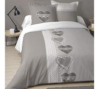 Lovely Casa - Juego de funda nórdica y 2 fundas de almohada (260 x 240 cm), color gris