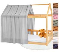Lovely Hippo Tela Cama Casita para Cama Montessori - Dosel Cama Compatible Cama Casita Montessori 80x160 y 90x190 cm (Gris, Modelo 1)