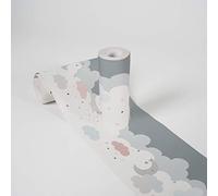 Lovely Kids Cenefas Adhesivas Para Los Niños Dreamy Sky 5.00 m x 0.155 m Gris Rosa Blanco Fabricado en Alemania de A.S. Création 403743