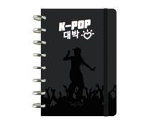 LOVELY LIBRETA ANILLAS A5 100 HOJAS CUADRICULA BLACK K-POP WAVE K-POP