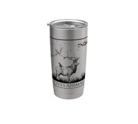 Loves Animals Nature Wildlife Graphic of Deer and Birds Vaso térmico de acero inoxidable de doble pared