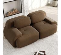 Loveseat - Sofá modular de pana de 2 plazas, sin marco, con espuma fría 32D, reposabrazos curvados y base antideslizante, cómodo sofá para salón, dormitorio, cine en casa, color marrón