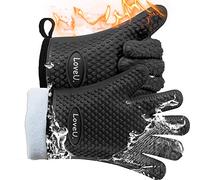 Loveuing Guantes de Horno de Cocina, de Silicona y algodón, de Doble Capa, Resistentes al Calor, Guantes de Barbacoa, Guantes de Parrilla, Hornear y Asar a la Parrilla, 1 par
