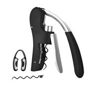 LOVIVER Abridor de Botellas de Vino con Palanca Vertical, sacacorchos, Herramientas de Cocina, Multifuncional, Profesional, Manual, para Bar, cafetería, Negro 3 Piezas