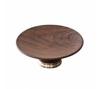LOVIVER Plato Redondo Madera Nuez Versátil Bandeja Frutas Soporte Pastelería para Meriendas Diarias, M