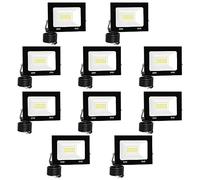 loyal 10 Pack Foco LED Exterior 20W, Alto Brillo 2000LM Proyector LED Exterior Iluminación 6000K Blanco Frío, Luz de Seguridad Impermeable IP65, Lampara LED Pared Techo para Jardín Garaje Terrazas