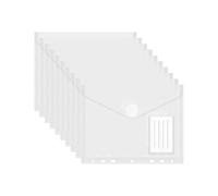 LOZTBUE 10 pcs Carpetas Sobre Plástico A5 con Botón y Etiquetas, 23x18cm Bolsas Archivadoras Transparentes Impermeables Ideales para Oficina, Escuela y Organización de Documentos (7 Agujeros)