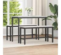 LPERTGFHU Juego de 2 bancos de comedor de 100 x 32,5 x 49 cm, banco de madera maciza de pino con estructura de acero para cocina, comedor