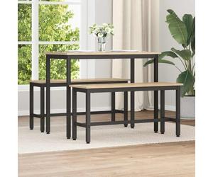LPERTGFHU Juego de 2 bancos de comedor de roble Sonoma, 100 x 32,5 x 48,5 cm, madera de roble para cocina, salón