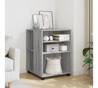 LPERTGFHU Mesa auxiliar con ruedas gris Sonoma, carrito de servir compacto con 2 estantes para salón, cocina y dormitorio, mesa móvil de madera 55 x 60 x 78 cm