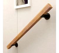 LQSYBHD Pasamanos De Madera, con Soportes Metálicos - Kit Completo, Barandilla Escalera de Madera Natural, Antideslizantes, Semicirculares,Barandilla de Pared Seguridad para Personas (Size:3ft/90cm)
