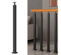 LQSYBHD Poste de Barandilla de Escalera, Husillos Metálicos Cuadrados, Soporte de ángulo Ajustable de 270° con Kit de Tornillos, para Terraza, Balcón, Escalera, Decorac(Size:3.12ft/95cm,Color:Negro)