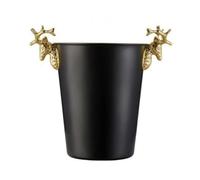 LRXFPIYF Contenedor de Hielo Comercial Cubo Barril Recipiente con Asas de Acero Inoxidable Brillante Transporte Cómodo Adecuado para Bodas Celebraciones y Uso, Negro, Pequeño 2L