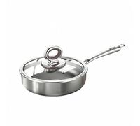LRXFPIYF Sartén de Titanio Sartén Olla Paellera con Cuerpo Ancho y Borde Bajo para Dorar y Saltear Tapa Clara con Asa Tipo Aro Distribución de Constante Adecuada para Viviendas Pequeñas, 28 Cm